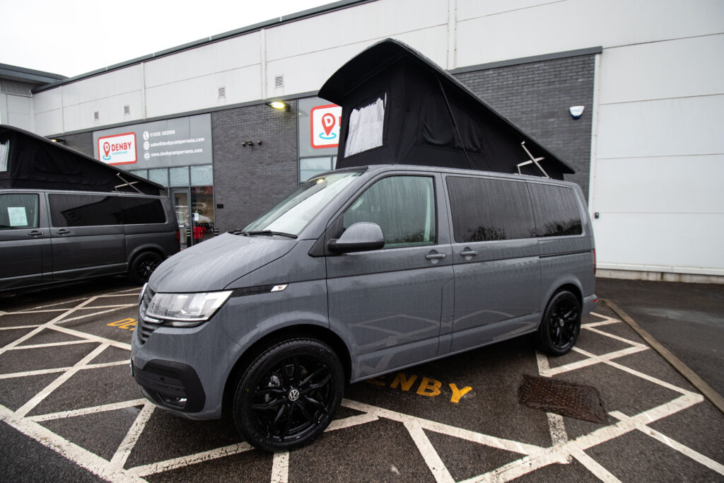 T6.1 Volkswagen Transporter Highline Campervan in Pure Grey with a pop top